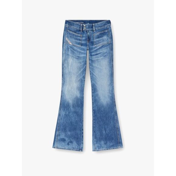 Diesel Women D-Hush Partially Organic Cotton Flared Jeans With Back Logo Patch